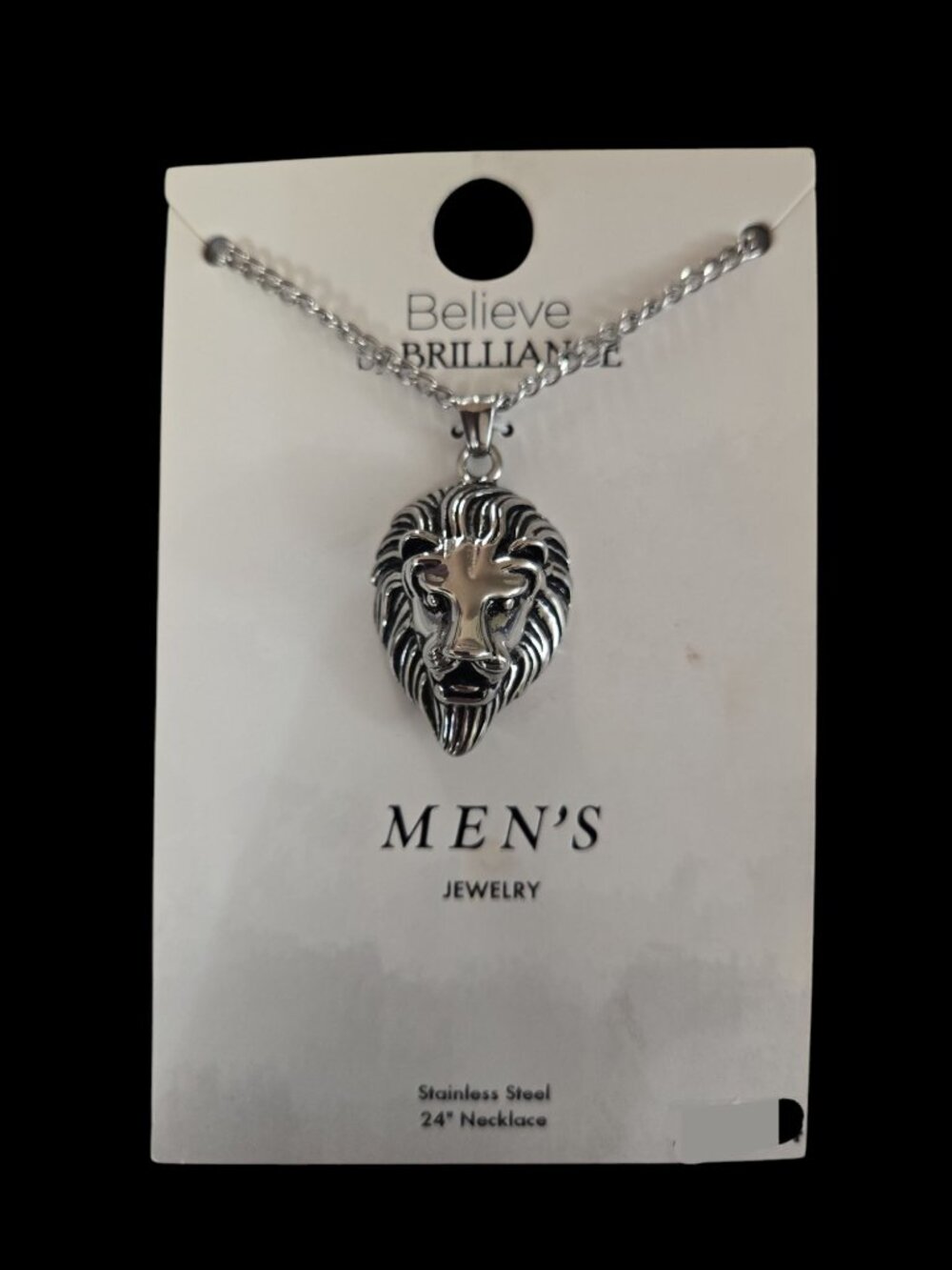NEW Men’s Stainless Steel Lion Head Pendant Necklace – 24" Chain
